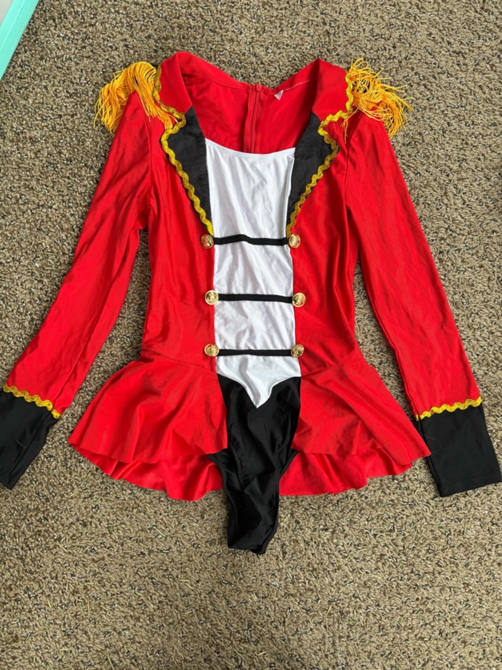 Red Kids Ringmaster Performance Costume with Gold Fringe